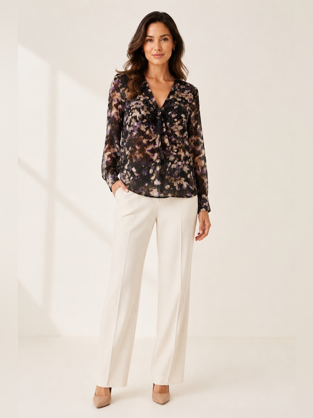 Hugo Boss BOSS Sheer Abstract Blouse – Size US 4 – NWT